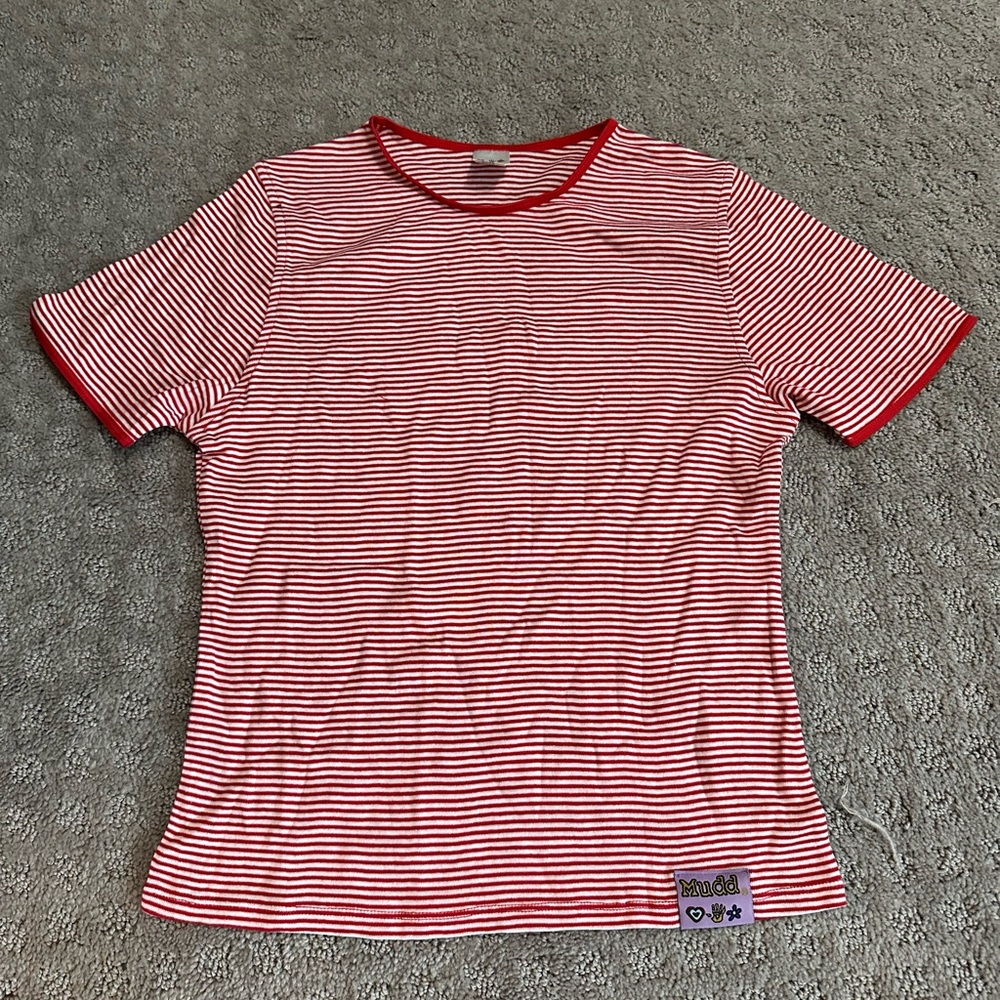 Mudd Red and White Striped Short Sleeve Tee